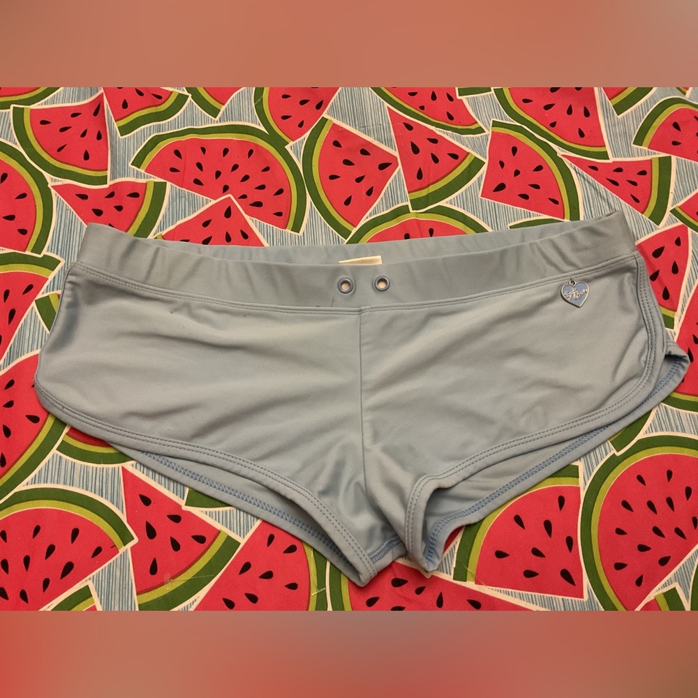 Vintage Y2K Body Glove slip on micro shorts with heart logo charm attached